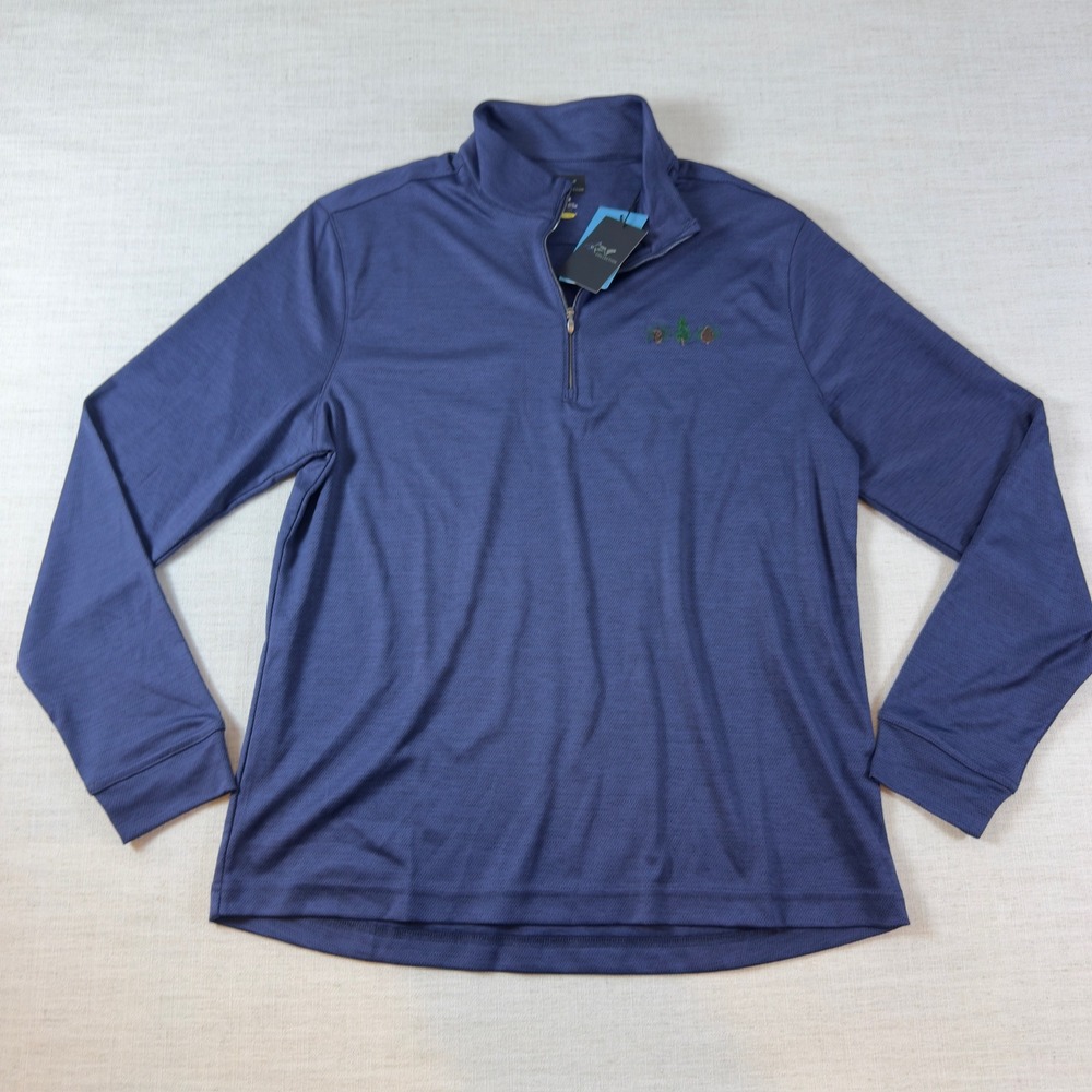 Greg Norman Collection Mens Blue Quarter Zip PlayDry Pinecone Pullover M NWT